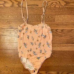 urban outfitters pink floral bodysuit